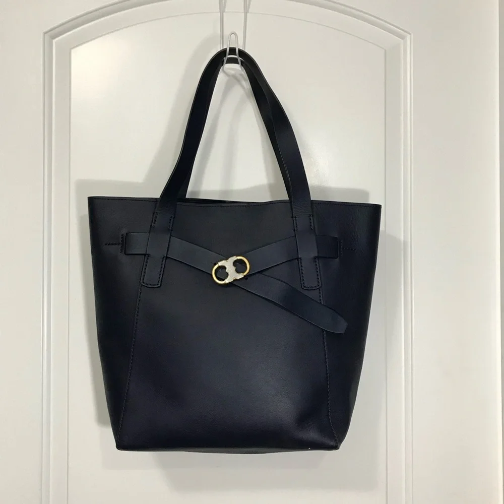 Tory Burch Gemini Link Leather Tote Bag in Royal Navy NWOT MSRP $658